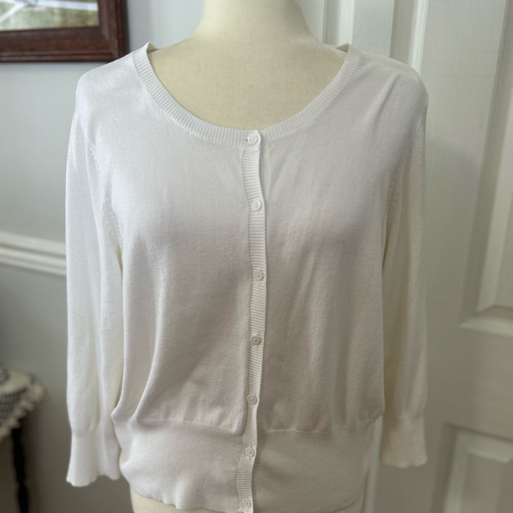 Cato Cardigan sweater woman size 14/16w button down 4/4 sleeves white